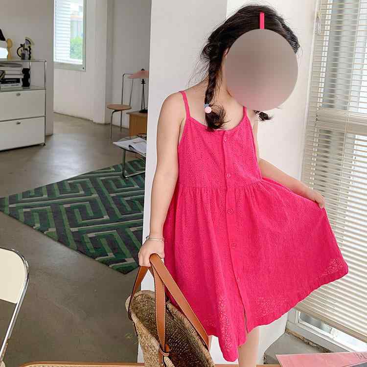 Girls' Summer Dress, One-Piece Dress, Children's Clothing, Suspender Skirt, Ages 3, 4, 5, 6, 7, 8, Cotton, Princess Skirt, Resort Style, Cute, Stylish