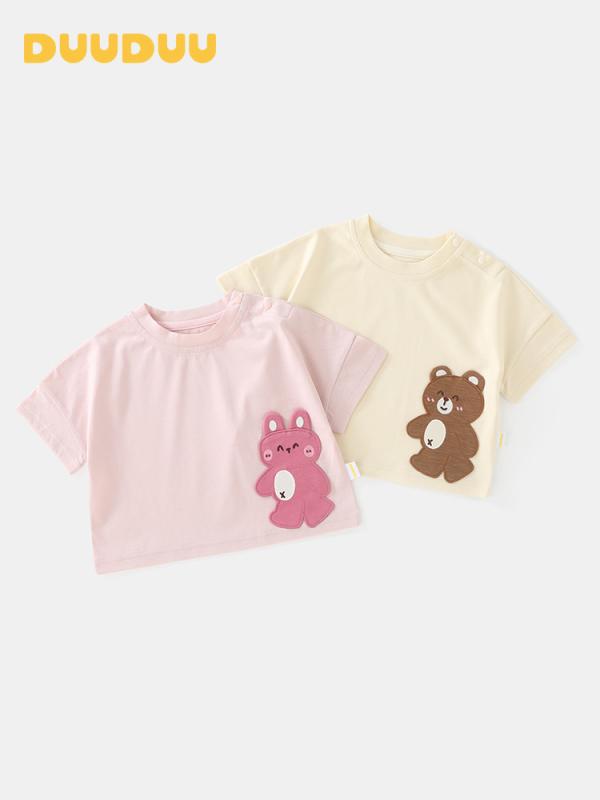 子供Tシャツ ベビー服 半袖tシャツ 男の子 薄手 コットン100％ 吸湿速乾 幼児 普段着 ピンク系 杏色 80cm 90cm 100cm 110cm 120cm