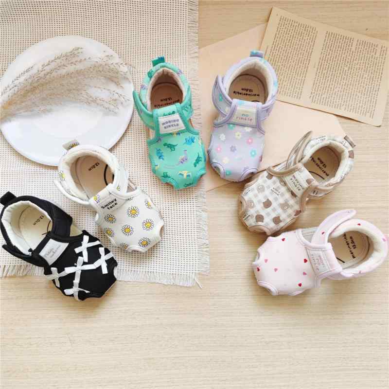 Sandals, Mules - ベビー サンダル 男女兼用 子供靴 幼児 柔らかい底 包頭 滑り止め コットン 春夏 チェック柄 クマ 花柄 かわいい 普段使い