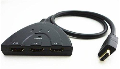 HDMI切替器/セレクター 3HDMI to HDMI（メス→オス） 3D対応 V1.4（ 3入力 to 1出力）長さ：約50cm 　端子：標準 HDMI Aタイプ　入力：3HDMI メス　出力：1HDMI オスノートパソコン、デスクトップ...