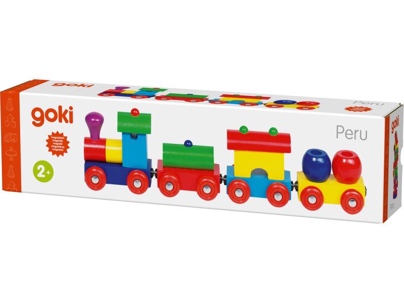 Zug Peru, mit Magnetkupplung: 25 x 4 x 6,5 cm, Holz, per Stück