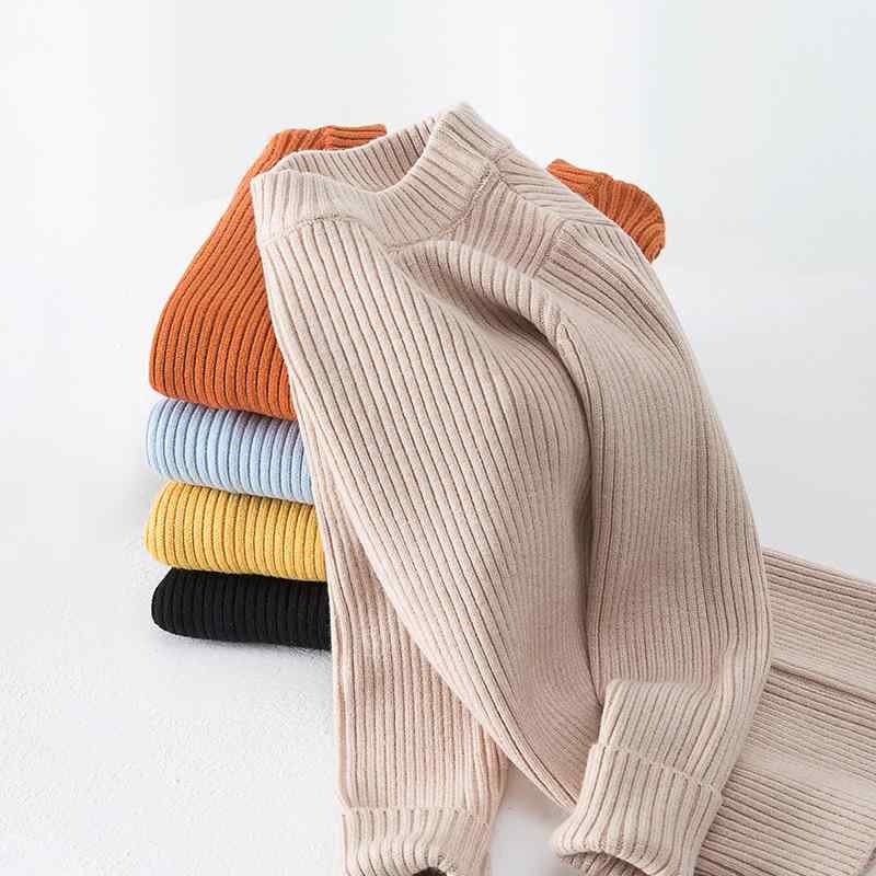 ニット 子供服 男女兼用 トップス 長袖 セーター カットソー プルオーバー 無地 ラウンドネック 90cm 100cm 110cm 120cm 130cm 140cm 150cm 160cm 黒 杏色