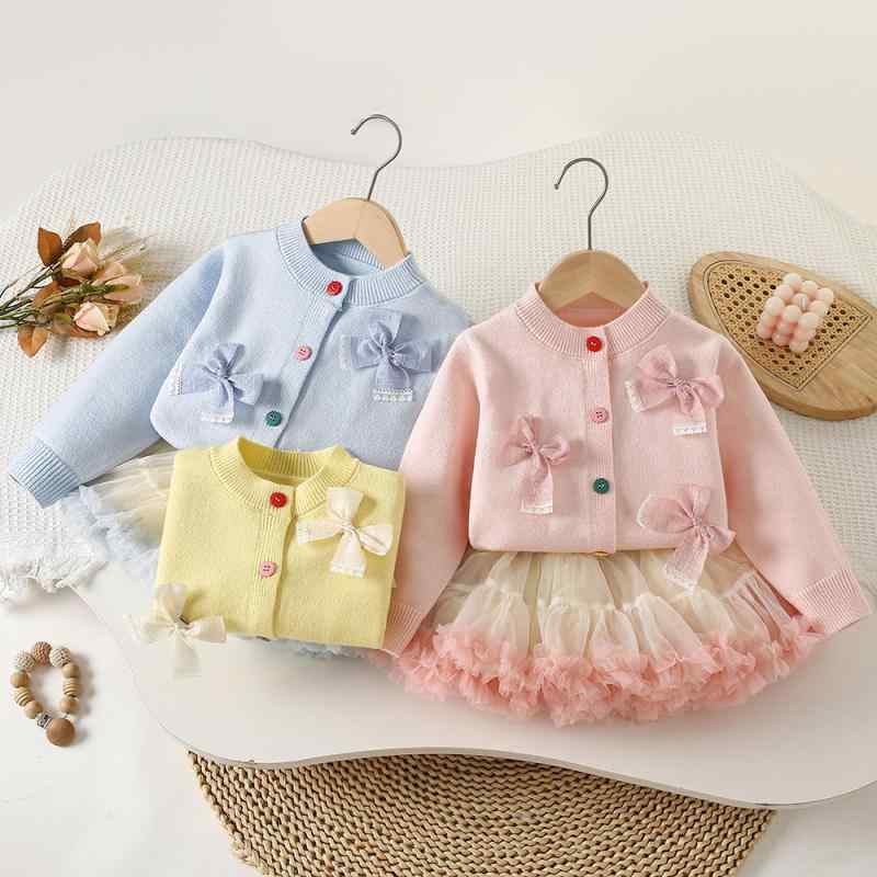 ニット・セーター 子供服 女の子 ニットカーディガン チュールスカート セットアッ...
