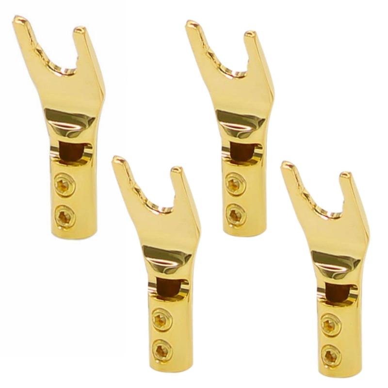 HTharros Yラグ端子 スピーカープラグ Y型プラグ 溶接 無半田 接続 ケース 部品 真空管 導電性 アンプシャーシ 金メッキ ロジュームメッキ