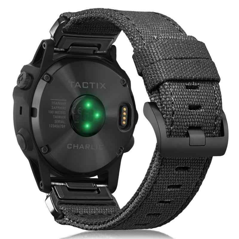 Torbollo ガーミンベルト キャンバスガーミンバンド Fēnix/Instinct/Tactix/Vivoactive/Approach/MARQ/Quatix/D2/Forerunner/Enduroシリーズ用 アップグレードされたコネクタ ガー