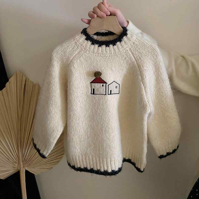 Cardigans - ニット セーター キッズ 女の子 子供服 秋冬 暖かい 厚手 かわいい おしゃれ カートゥーン 配色 トップス 長袖 コットン