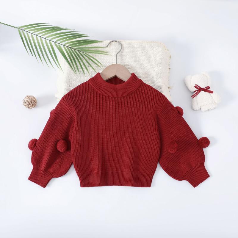 ニット・セーター 女児 キッズ トップス 秋冬 長袖 伸縮性 防寒 ニット 無地 かわいい 普段使い 部屋着 ピンク系 グレー ホワイト レッド(x2)