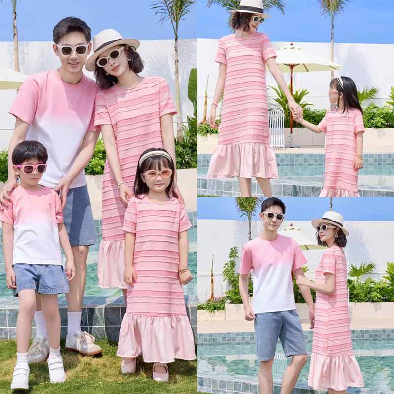 ワンピース 親子 レディース 夏 リゾート 旅行 お揃いコーデ ペアルック かわいい 家族写真 記念撮影 ママ 女の子 無地 コットン 綿 ピ..