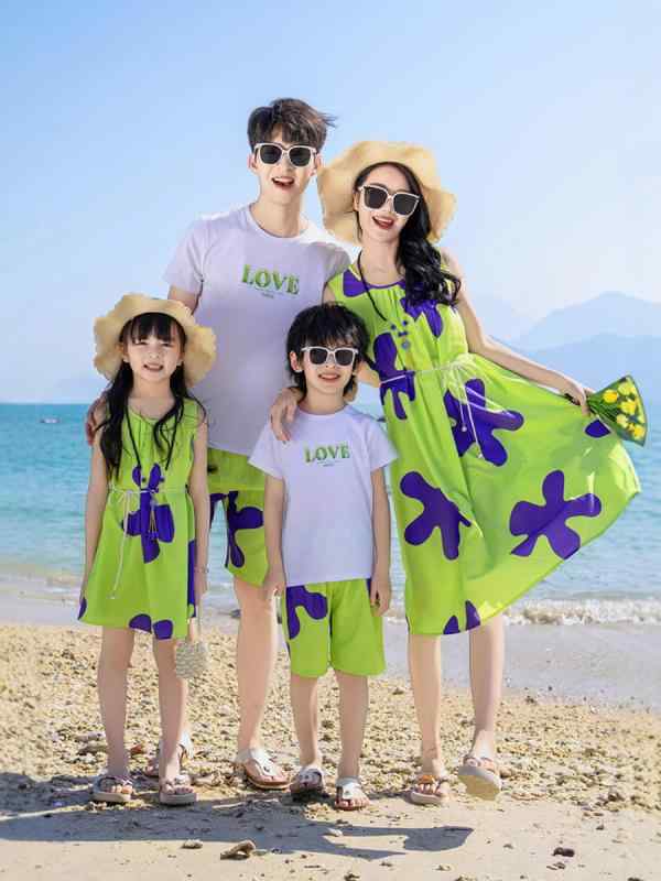 ワンピース レディース 母娘 親子コーデ 家族旅行 リゾート ビーチウェア 夏 Tシャツ パパ ママ キッズ 子供服 セットアップ 綿 かわいい 柔らかい