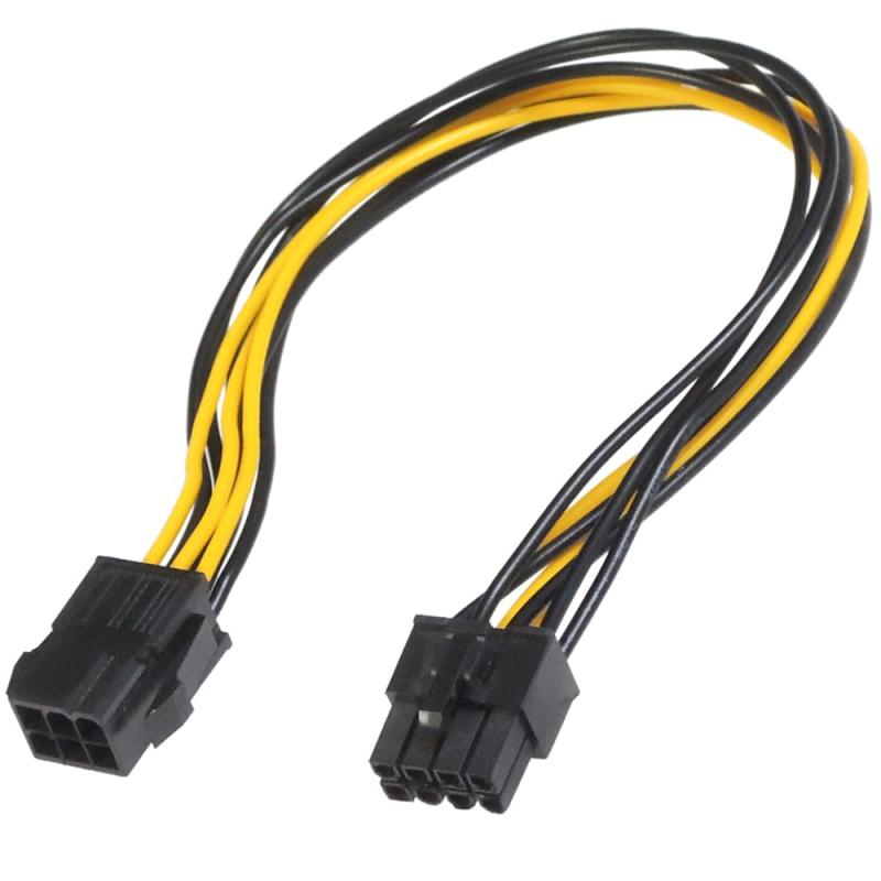 KAUMO PCIe 6+2ピン(オス) - PCIe 6ピン(メス) 変換 グラフィックボード 補助電源 変換ケーブル (30cm)