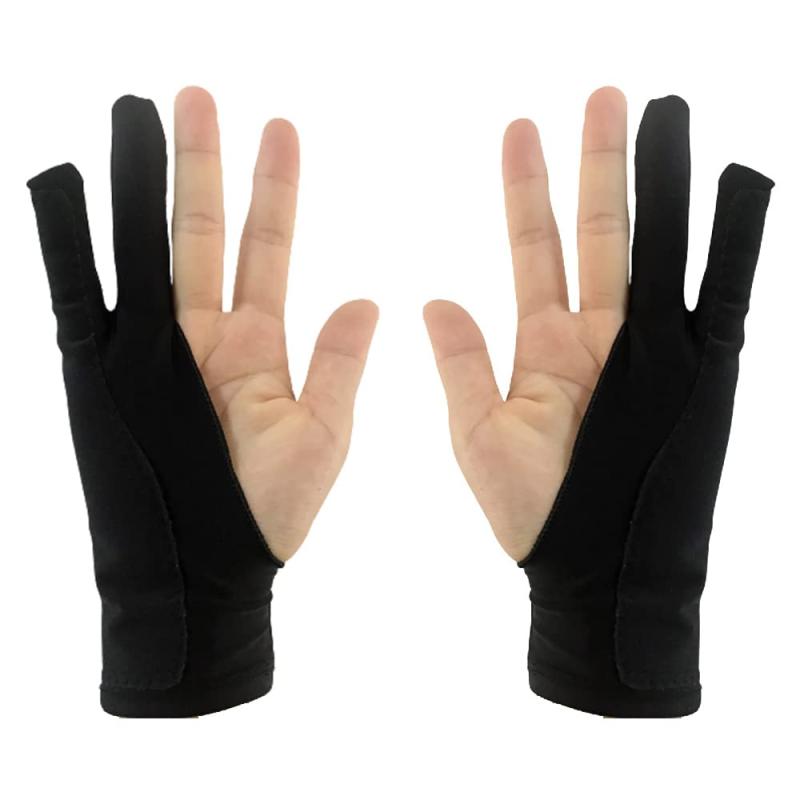 [TOPXIAOBAO] ペンタブレット 用 手袋 二本指 グローブ 2枚入 Mサイズ 絵描き 手袋 男女兼用 お絵描き手袋 黒