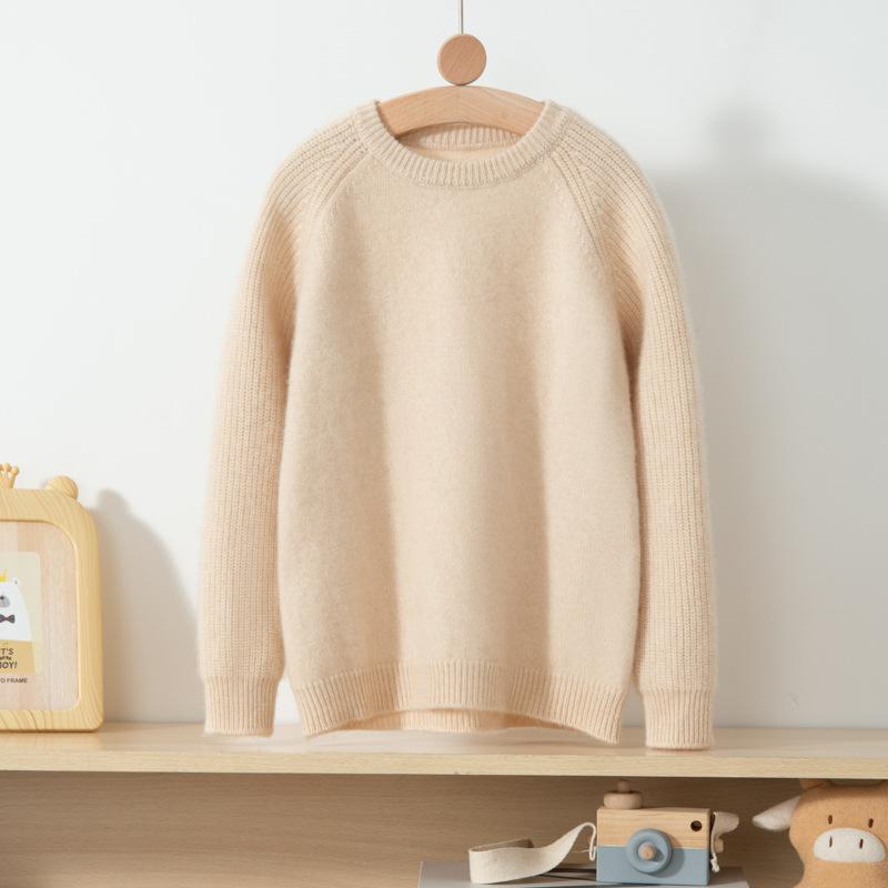 ニット・セーター キッズ 子供服 女の子 男の子 ウール セーター トップス カットソー 厚手 丸首 秋冬 春 無地 普段着 通学 羊毛 カシミヤ100％