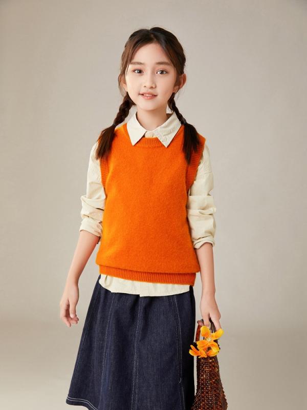 Rakuten - ニットベスト キッズ 子供服 秋冬 ベビー服 ウール混紡 無袖 丸首 チョッキ 暖かい 防寒 かわいい おしゃれ 男の子 女の子 普段着