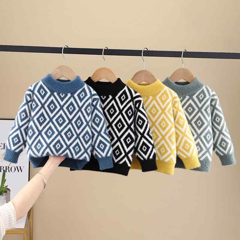 子供服 セーター 男の子 ニット 一体绒 裏起毛 厚手 秋冬 防寒 あったか 丸首 トップス ボーイズ 普段着 部屋着