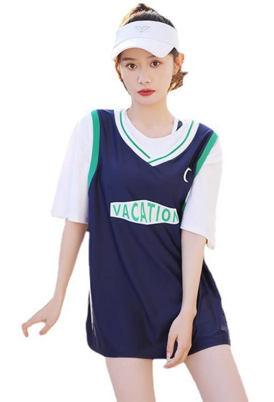 [InSomila] [インソミラ] 水着 レディース ジュニア タンキニ 3点セット 体型カバー オーバーTシャツ ショートパンツ スポーツブラ ラッシュガード カバーアップ ゆったり 水着 UVカット