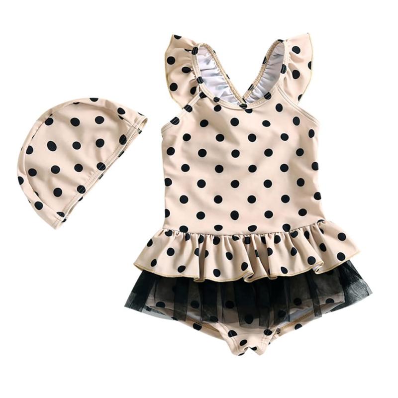 [Yolrky] ベビー 水着 女の子 フリルワンピース 水玉柄 キッズ 水着 女の子 スイミング スイムウェア 水遊び