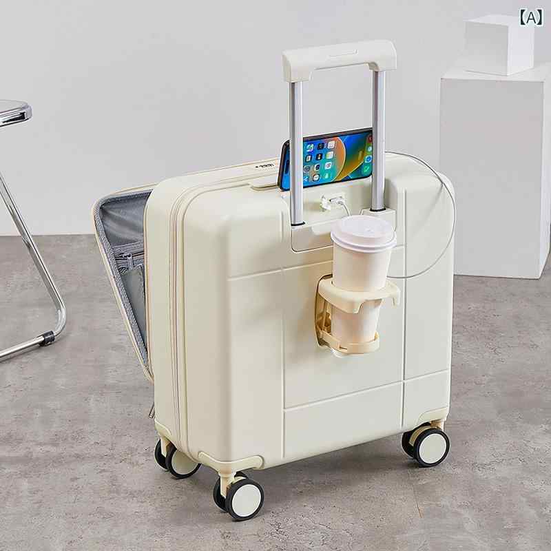 子供用 キャリーケース ミニ 小型 軽量 耐久性 防水 スーツケース 旅行 ビジネス 登機 キャスター ユニバーサルホイール 米白色 柠檬イエロー スカイブルー グリーン シルバー ブラック USBポート フロントポケット コップホルダー ポリエステル内