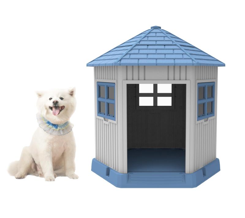 OSJ 犬 ケージ ペット 犬用ケージ 屋根付き 犬小屋 ドア付き ペットハウス ペットケージ プラスチック製 小型犬 中型犬 室内 留守番 フェンス 屋内用 おしゃれ キャット用品 ドッグ用品 組み