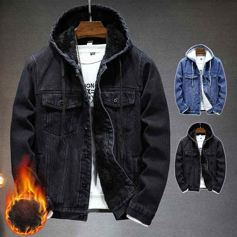 メンズ ジャケット 裏ボア デニムジャケット 防風 保温 防寒 フード付き Gジャン アウター 男性用 ブルゾン ジャンパー 秋冬 厚手 コットン 普段使い