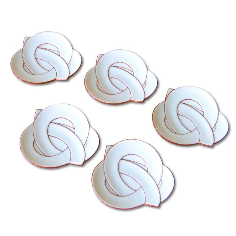 正月 食器 和食器 小皿 縁起物 有田焼 朱線むすび 小皿 5枚セット 化粧箱入り