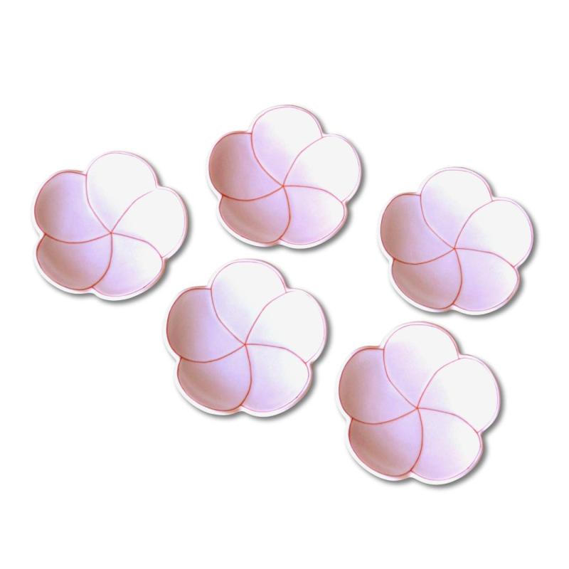 正月 食器 和食器 小皿 9cm 梅 縁起物 有田焼 幸梅（ピンク）小皿 5枚セット 化粧箱入り