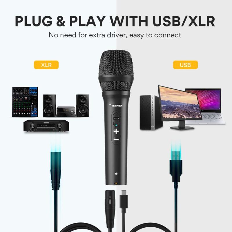 [MAONO] マイク usb ダイナミックマイク【 USB マイクロホン/ライブやイベントにも 】 ボーカルマイク カラオケ usbマイク (AU-HD300)