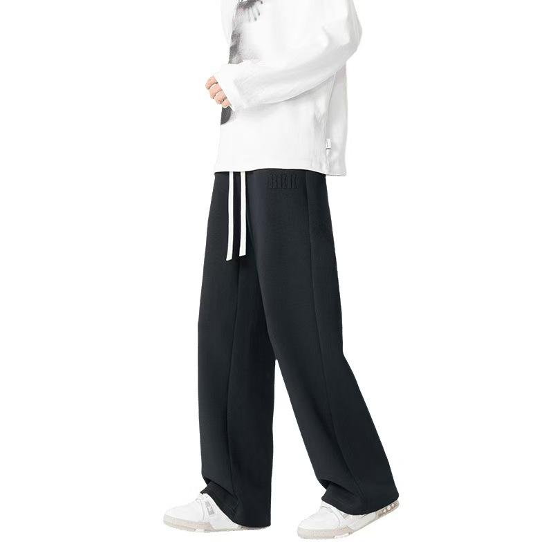 スウェットパンツ 男性用 裏起毛 極暖 秋冬 ワイドレッグ ストレート ズボン リラックス ゆったり 大きいサイズ 黒 緑