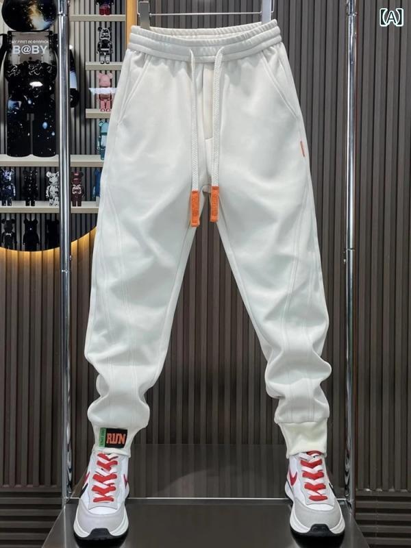 パンツ 男性用 スウェットパンツ ルーズフィット スポーツ ウェア 伸縮性 ウエスト 無地 ブラック グレー ホワイト アウトドア 普段使い 秋