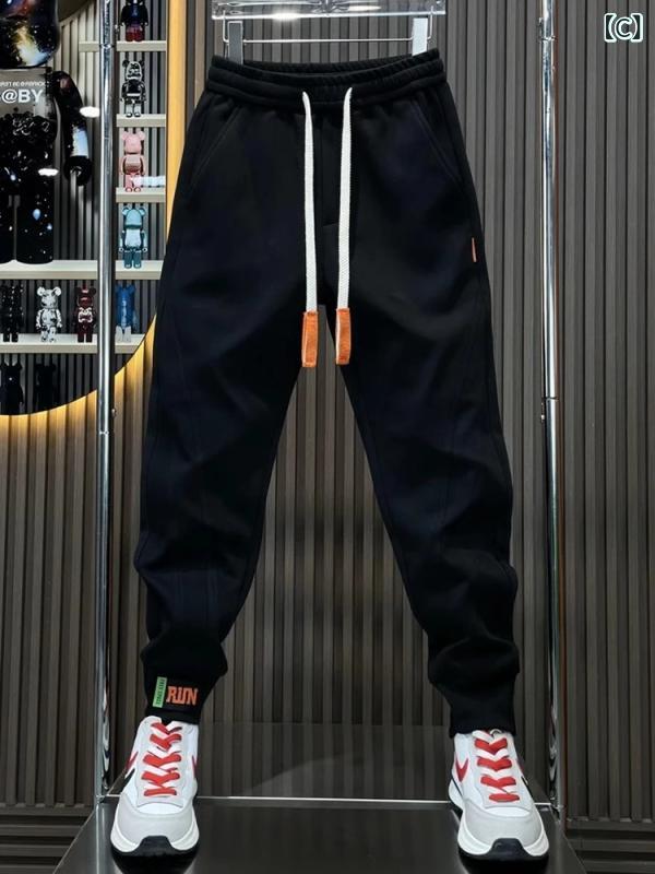 パンツ 男性用 スウェットパンツ ルーズフィット スポーツ ウェア 伸縮性 ウエスト 無地 ブラック グレー ホワイト アウトドア 普段使い 秋 3