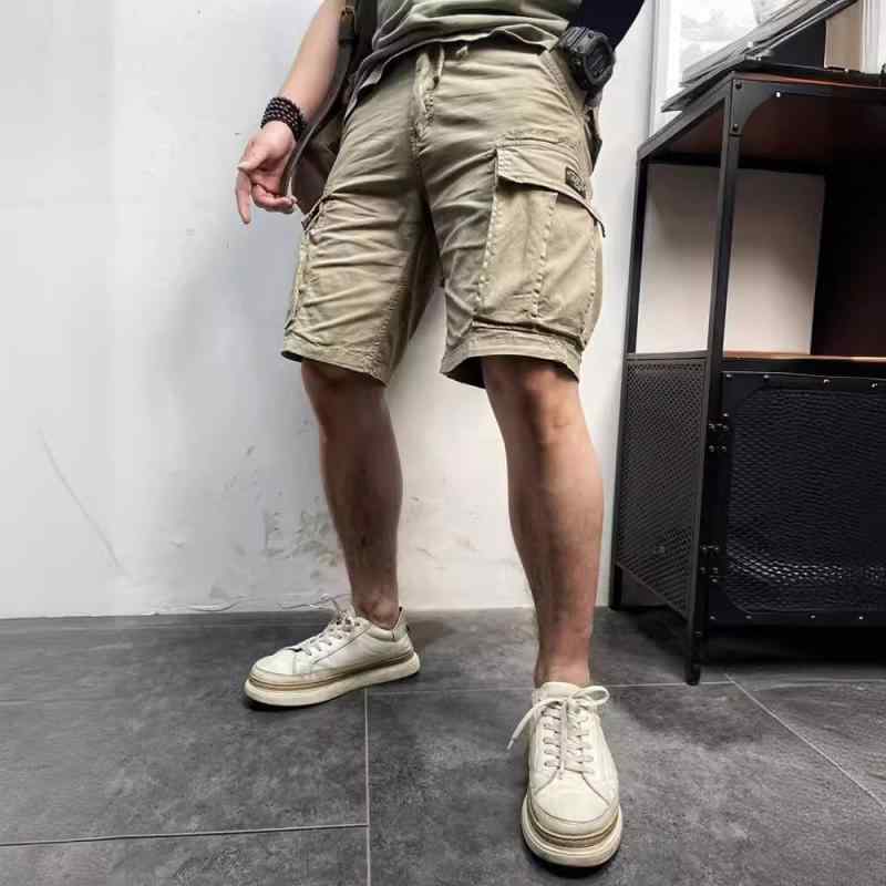 Half Pants, Shorts - パンツ メンズ ハーフパンツ カーゴパンツ ゆったり ストレート ベルト付き 夏 アウトドア ポケット 多数 ブラック グレー カーキ ポリエステル