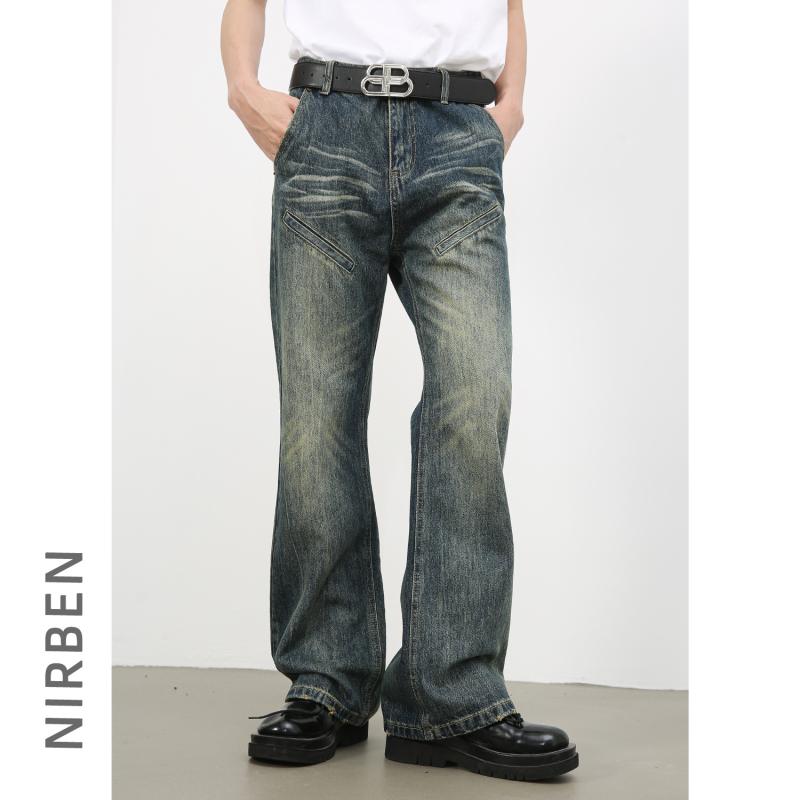 乐天商城 - ジーンズ メンズ 男性用 デニムパンツ ウォッシュ加工 ローライズ ブーツカット ジーパン ズボン ボトムス カジュアル ゆったり ヴィンテージ風 アメカジ