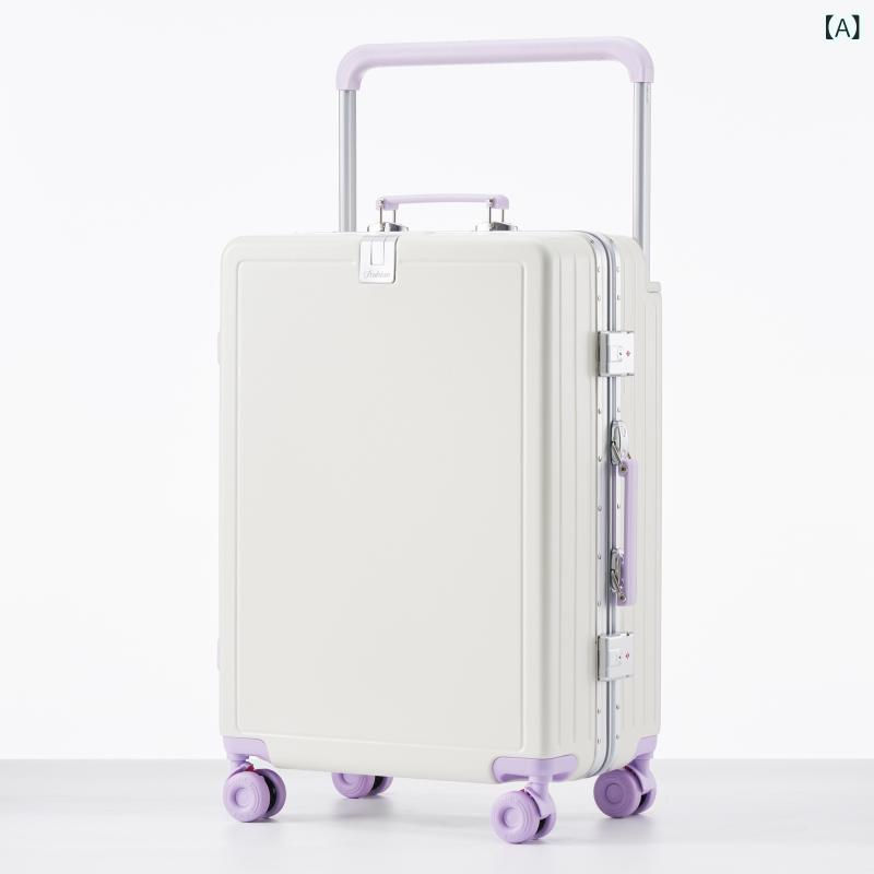 Suit Case - アルミフレーム スーツケース 大容量 静音万向輪 旅行用 多機能 密码ロック キャリーケース 通勤 普段使い 耐磨 登機対応 ABS PC素材 ユニセックス ユニバーサルホイール サイドハンドル 拡張なし 軽量 ユニセックス スーツケース スカイブルー