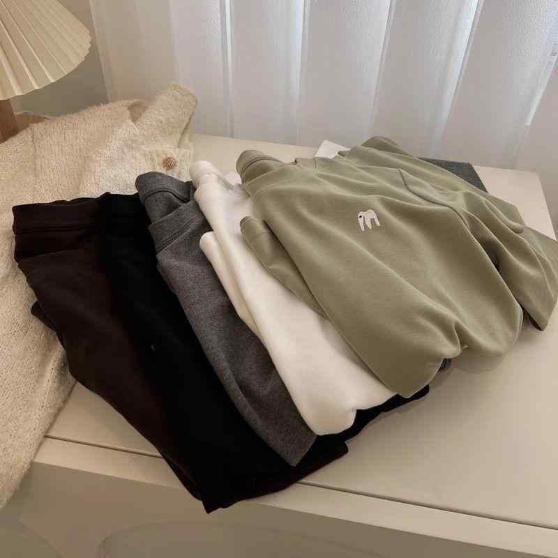 Tシャツ レディース 大象 刺繍 ラウンドネック 長袖 トップス スリム インナー 伸縮性 ポリエステル デロン 秋冬 あったか 柔らか