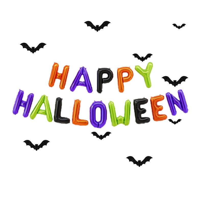 ハロウィン 装飾 バルーン 飾り付けセット ハロウィーン風船 コウモリ 蝙蝠 HAPPY HALLOWEEN文字風船 ハロウィーンパーティーデコレーション