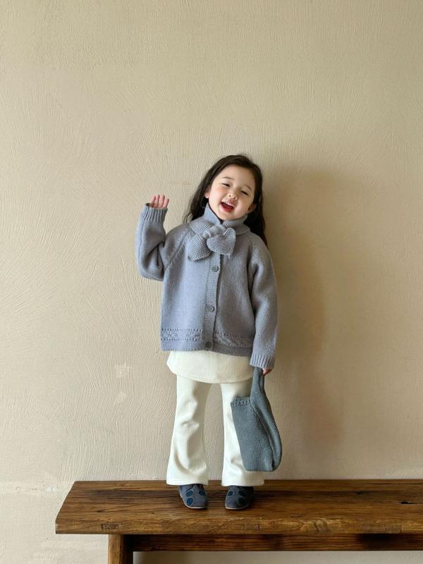 子供服 ニットカーディガン 女の子 ベビー服 厚手セーター ショール付き ミドル丈 トップス 秋冬 かわいい 韓国風 ガールズ 普段着