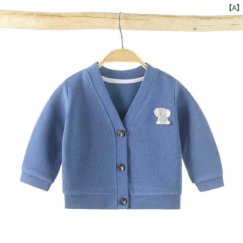 子供服 ニットカーディガン 男女兼用 ベビー・キッズ Vネック コットン 長袖 トッ...