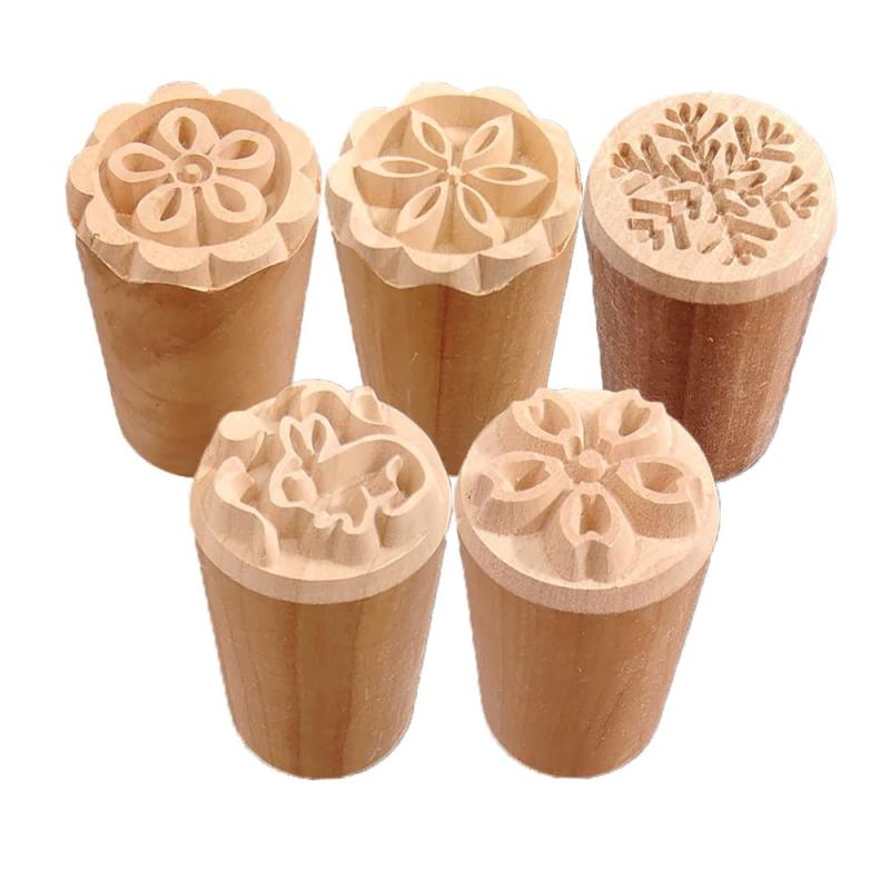 YAARUJEE 陶芸スタンプ 印花スタンプ 木製スタンプ 5個 2.5cm 粘土モデリング 月餅 印花 月餅ツール ク..