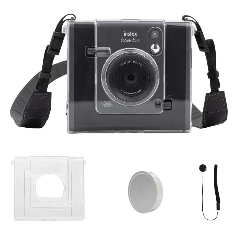 HIYQIN ワイドEvo用レンズキャップ付きクリアケース ワイドEvo用 クリアカバー アクセサリー アルミレンズキャップ 紛失防止紐付き