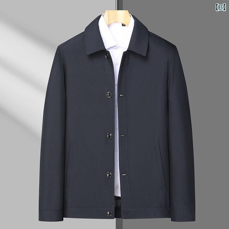 メンズ ジャケット ビジネス スーツ トップス 長袖 合体 スタンドカラー 単排ボタン 無地 ポリエステル混紡 耐摩耗 ビジネスカジュアル 通勤用 普段使い ミドルエイジ シニア 男性用 ブラック ネイビー 春 春夏 軽量 伸縮性 吸湿速乾 ビジネスシー shadowtail-11012795 シャドーテール サンプル画像3