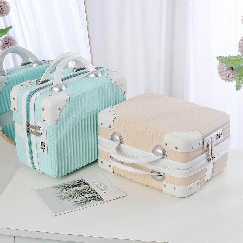 小型旅行 キャリーバッグ 手提 スーツケース 収納 化粧品 ビジネス 便携 14-18インチ ABS素材 ストライプ柄 ポリエステル内張り ミントグリーン ホワイト ベージュ ローズゴールド ブラック ダークグリーン シルバー マットピンク グリーン ピ