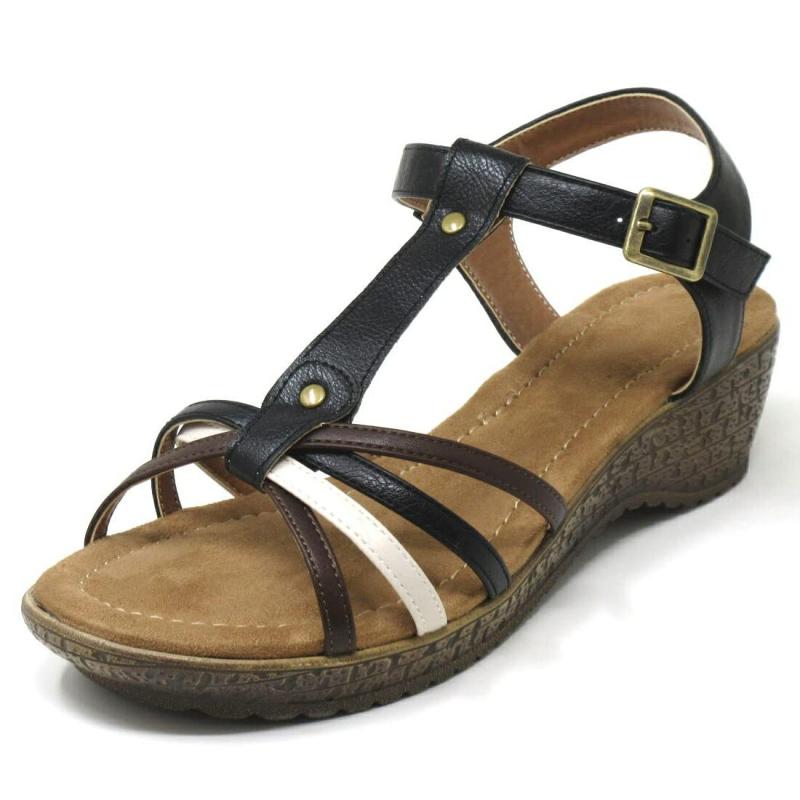 [kando] (カンド) 大きいサイズ レディース 幅広 軽量 オリエンタルカラーウェッジサンダル 05197TW265MTC