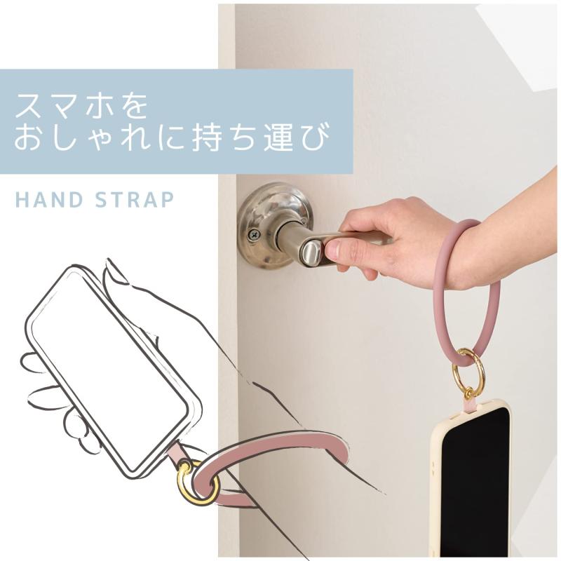 エレコム(ELECOM) スマホ ハンドストラップ リング シリコン ストラップシート付属 (1口タイプ×2枚) 落下防止 ピンク