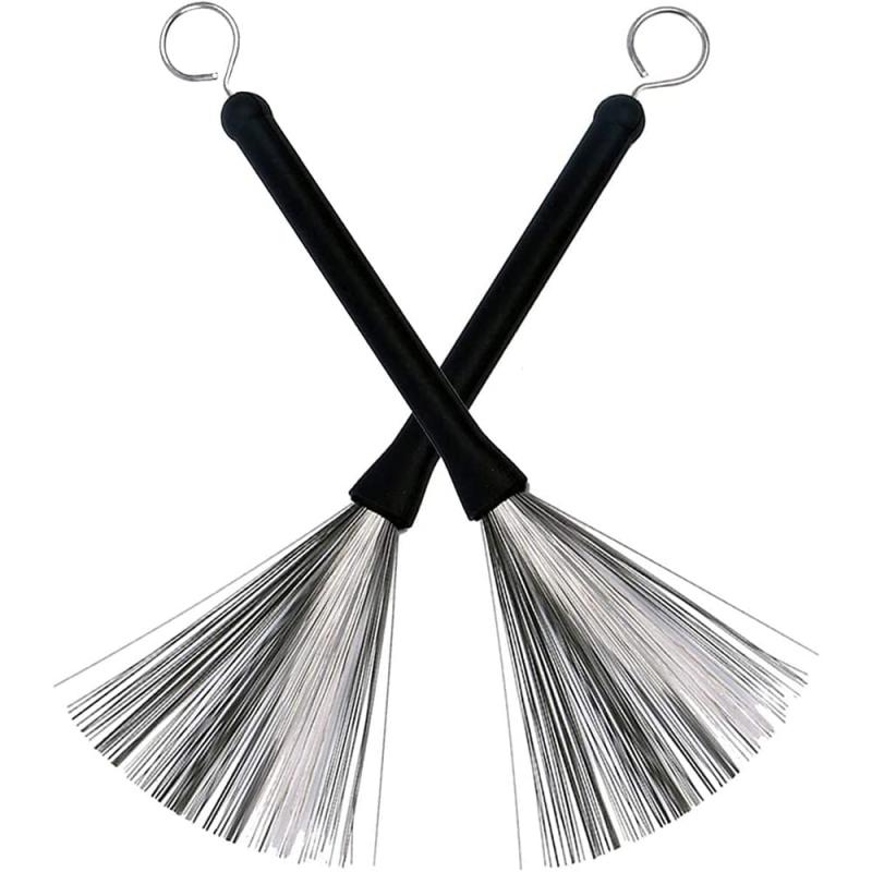 ドラムブラシ ワイヤーブラシ ドラムスティックブラシ ドラム用ワイヤーブラシ ドラムブラシ ナイロンブラシ 引き込み式 音楽愛好家 学生 大人用（2個入り）