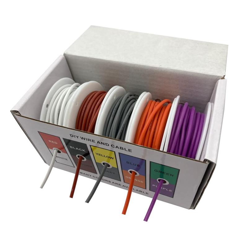 J-base 電線ケーブル 5色セット 5m 配線コード シリコンワイヤー 耐熱 絶縁 工作 DIY バイク 車 いじり