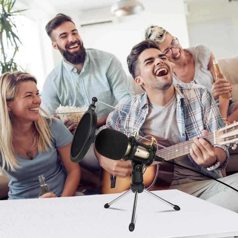 MSIZOYスマホマイク 3.5mmコンデンサーマイク プラグアンドプレイ 三脚スタンド＆ポップフィルター付き 卓上マイク Windows Mac iPhone Android対応 録音 ポッドキャスト youtube Skype ゲーム 歌唱に最適