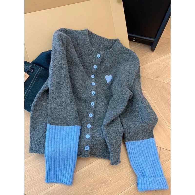 レディース ニットカーディガン 秋冬 高級感 コントラストカラー 柔らかもちもちニット 独特 伸縮性 軽量 普段使い 通勤用