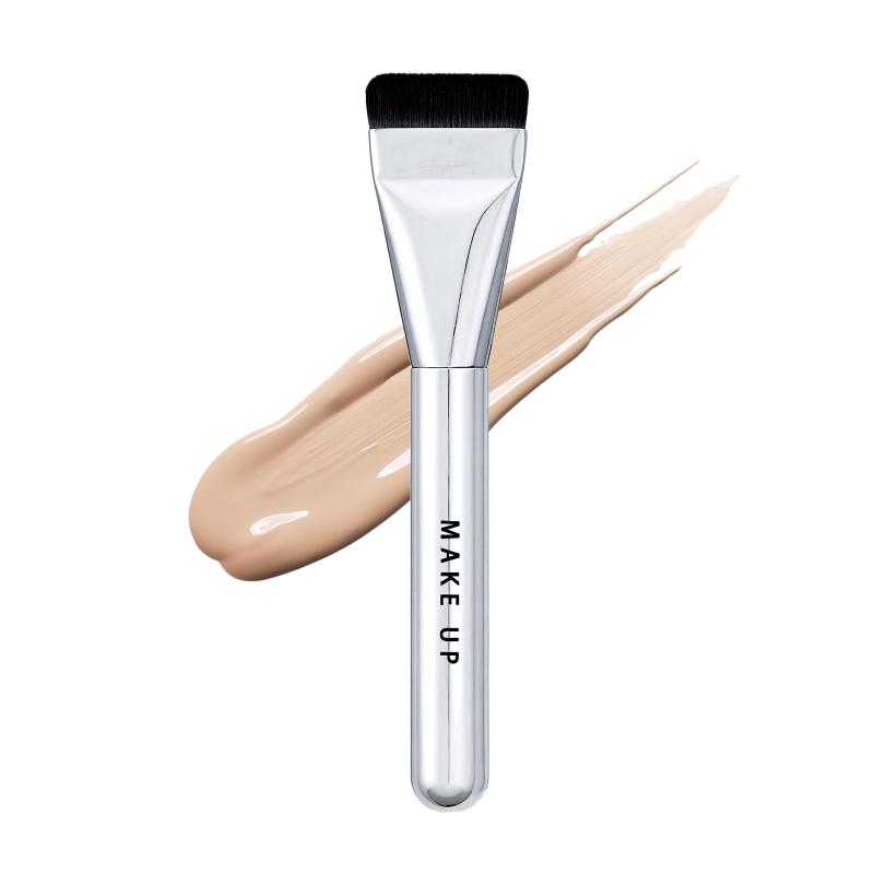 Gevlonecirlyファンデーションブラシ 平型 スパチュラ形状 リキッドファンデ対応 薄づき 密着 均一仕上げ ベースメイク用 初心者向け メイクブラシ