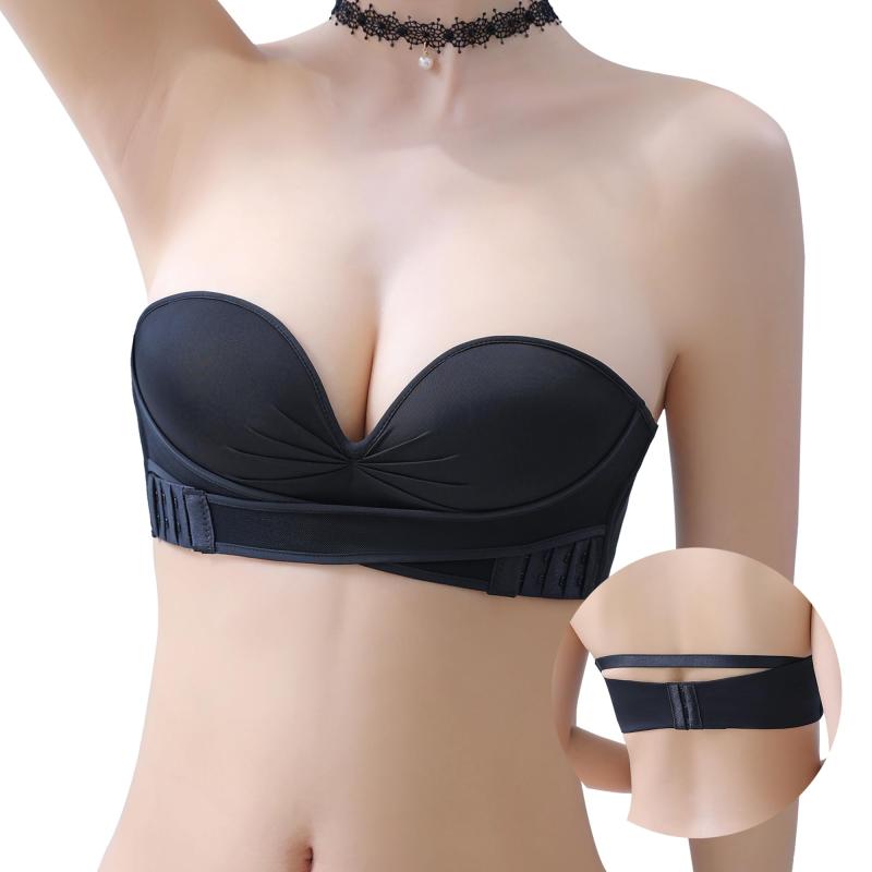 [HOTFASYON] ストラップレスブラ 紐なしブラ ノンワイヤーブラジャー【強化ズレ落ち防止クロスベルト・三重滑り止め・ 脇高設計・ バストアップ 】 高弾性 チューブトップ シームレスブラ 結