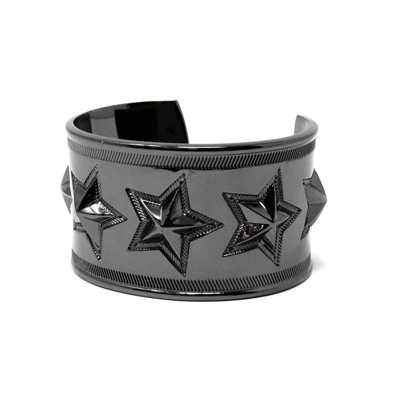 H.N.Z 真鍮 スタースタッズ デザイン バングル ブレスレット シルバー メンズ アクセサリー