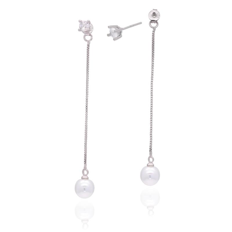 [Adelina Style] パール ピアス レディース 人気 ゆれる スタッドピアス 1ペア 真珠 パールピアス シルバー925 純銀 イヤリング 金属アレルギー対応 ベネチアンチェーン